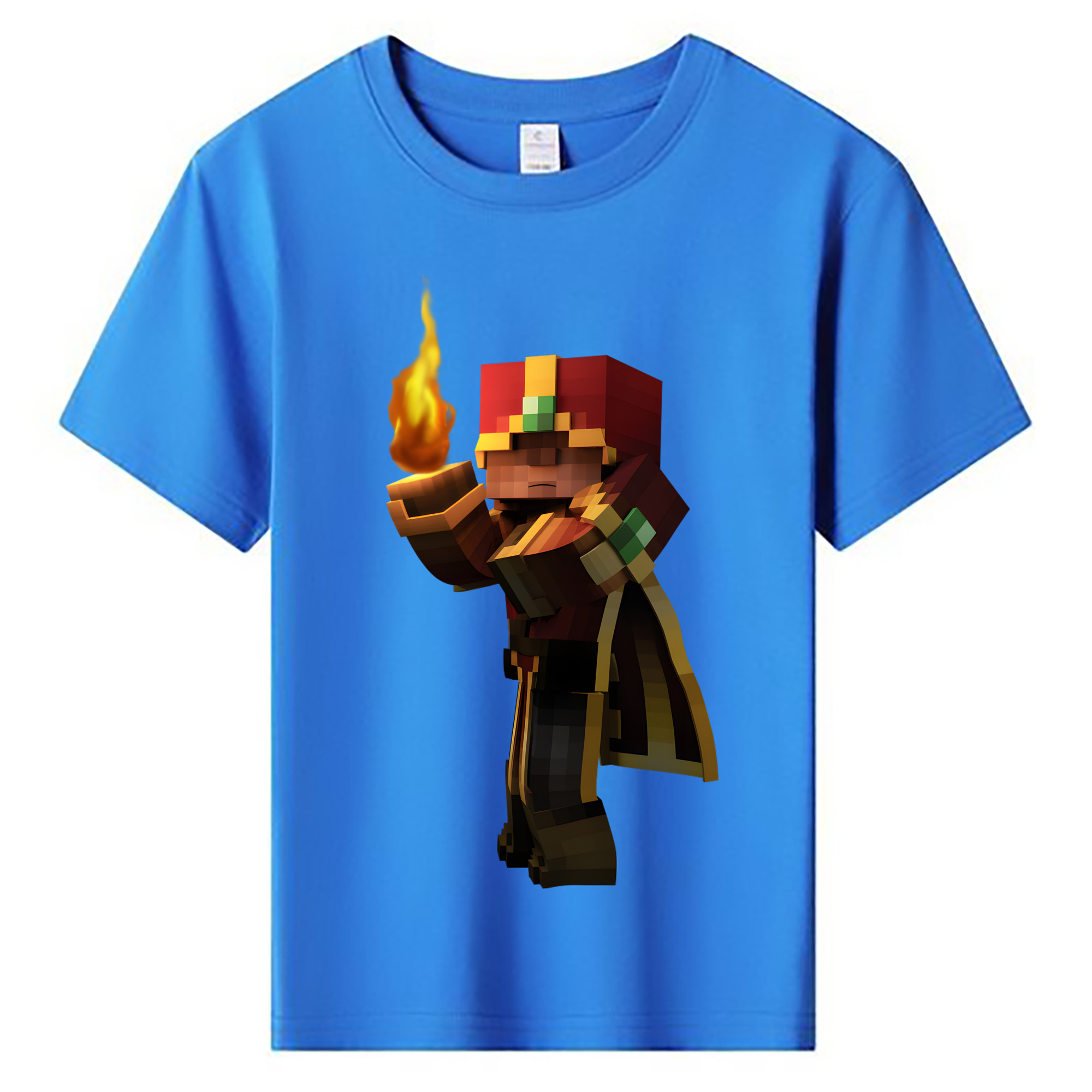 （画像用） マインクラフト ブロックの世界 Minecraft MC Block world 綿100％キッズTシャツ（フロントプリント）